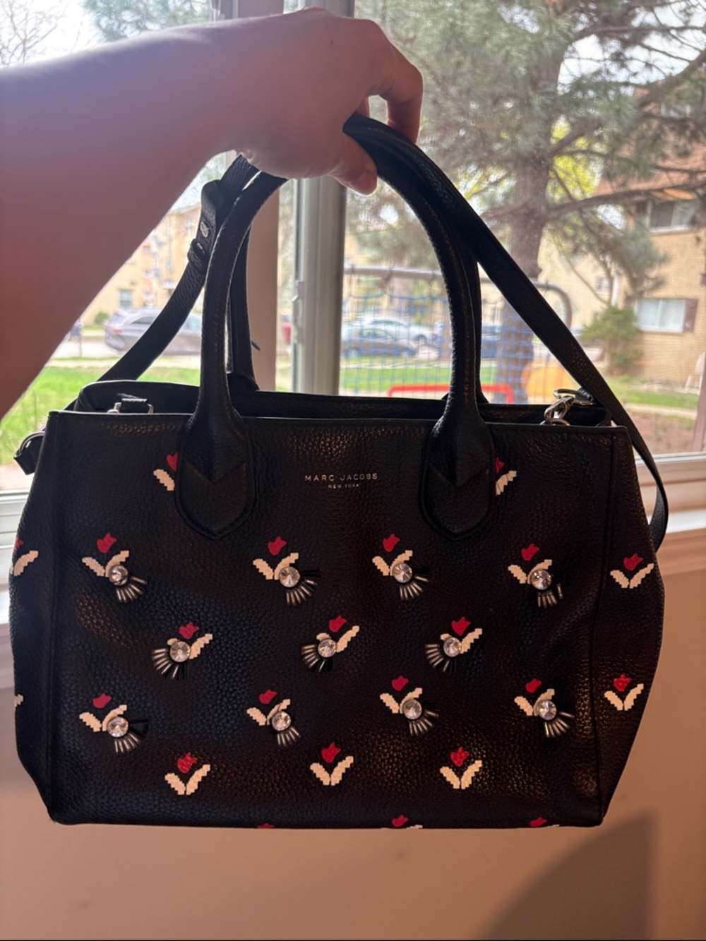 Marc Jacobs Rare Tulip Collection Black Leather Satchel Bag with Strap in EUC - Picture 12 of 12